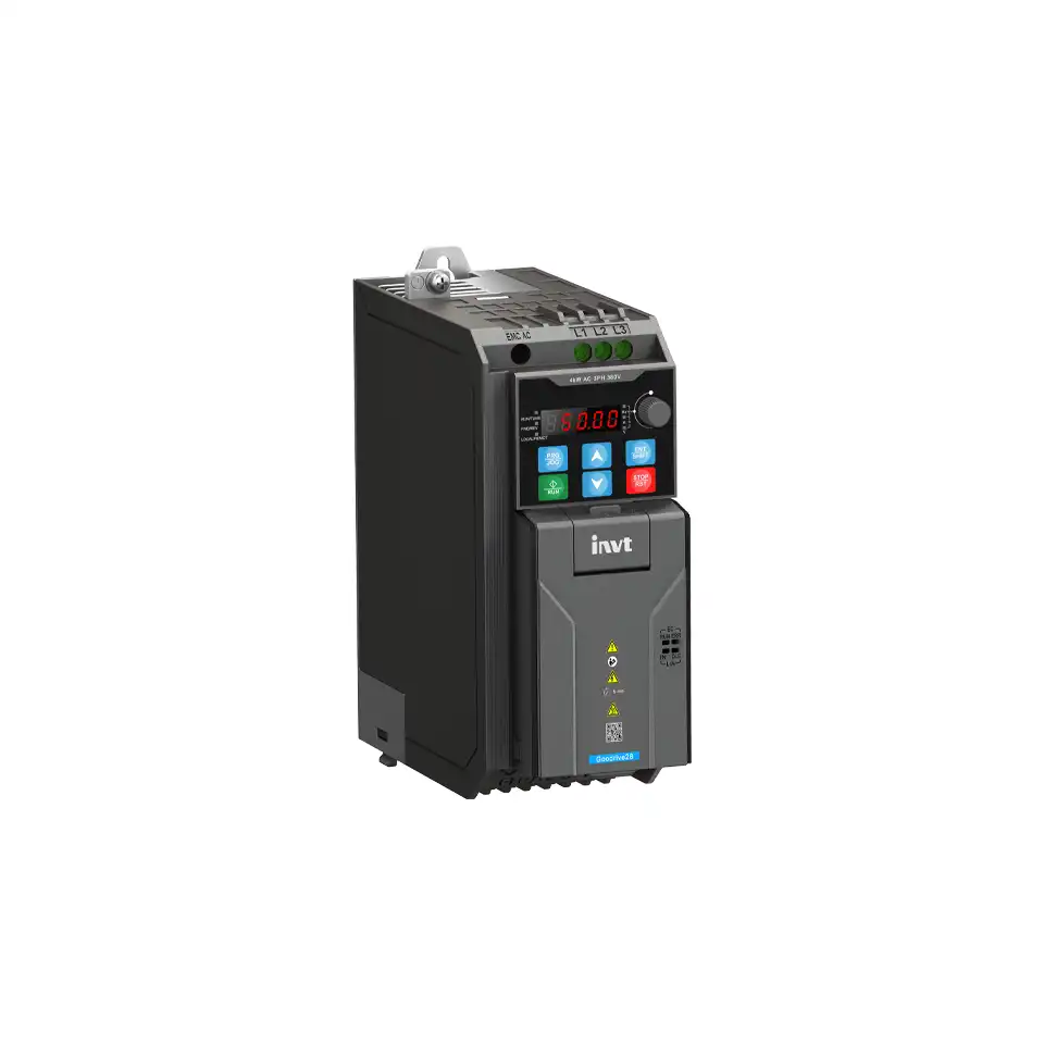 INVT Frequenzumrichter GD28-2R2G-S2 für 1~ 230 V mit USB-C, STO-Sicherheit und integriertem Brems-Chopper